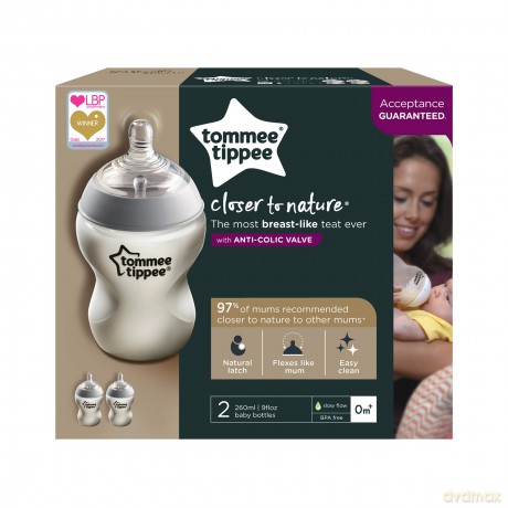 TOMMEE TIPPEE Zestaw 2 butelek 260 ml CTN 42252090