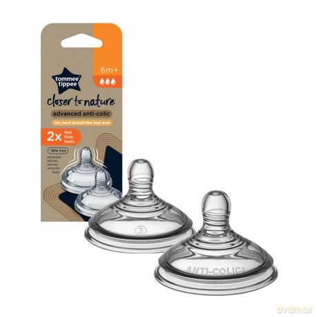 TOMMEE TIPPEE Zestaw 2 smoczków FAST FLOW AAC CTN TTP 42122452