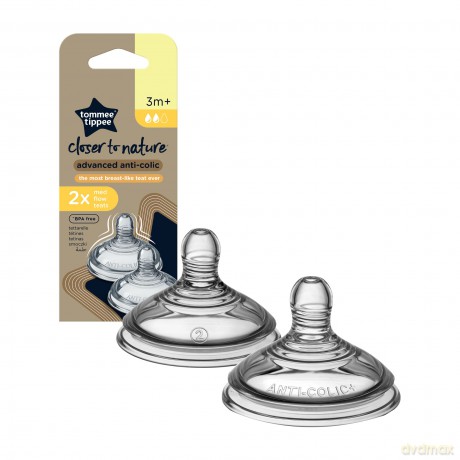 TOMMEE TIPPEE Zestaw 2 smoczków MID FLOW AAC CTN TTP 42112852