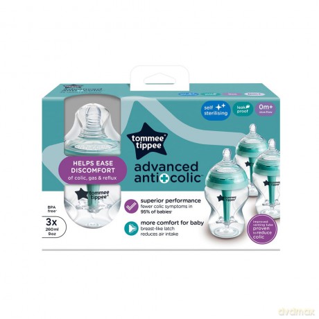TOMMEE TIPPEE Zestaw 3 butelek 260 ml AAC TTP 422746