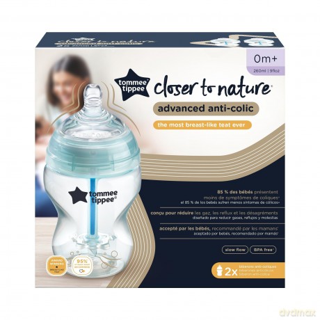 TOMMEE TIPPEE Zestaw2 butelek260 ml SLOW FLOW AAC TTP 42252586
