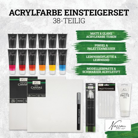 Zestaw płócien i farb 38 szt