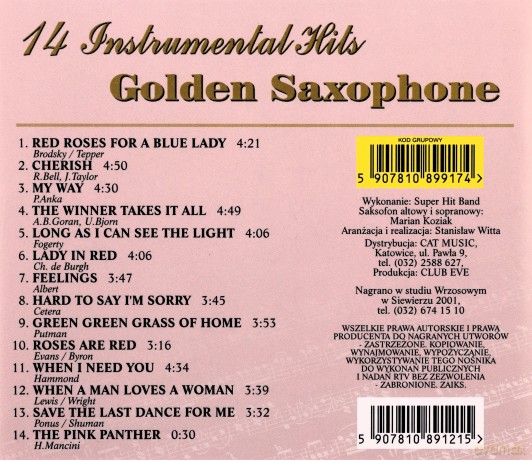 Golden Saxophone 14 Instrumental Hits [CD]