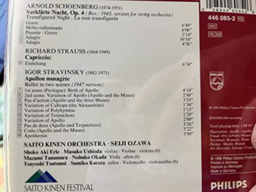 Ozawa/Saito Kinen Orchestra.: Schoenberg:Verklarte Nacht;Stravinsky:Ap [CD]