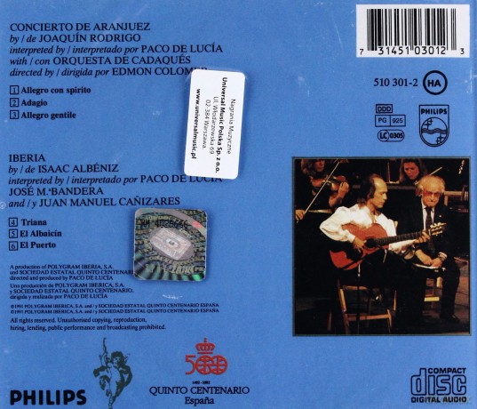 Paco De Lucia: Rodrigo: Concierto De Aranjuez [CD]
