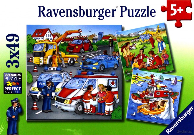 RAVENSBURGER 3x49 el. Ratownicy [PUZZLE]