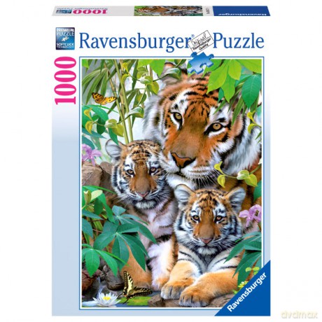 RAVENSBURGER 1000 el. Rodzina Tygrysów [PUZZLE]