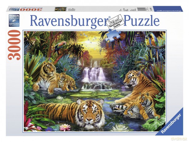 RAVENSBURGER 3000 El. Tygrysy Przy Wodopoju [PUZZLE]