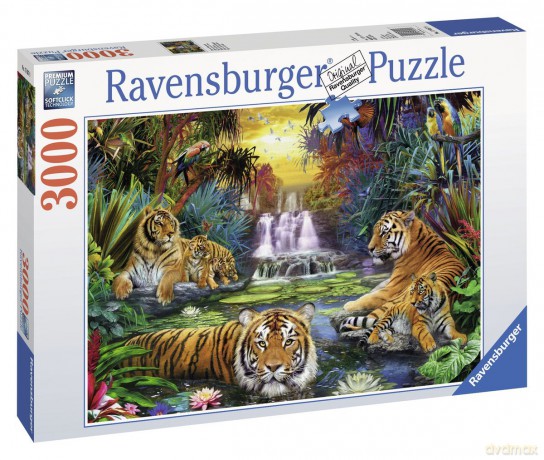 RAVENSBURGER 3000 El. Tygrysy Przy Wodopoju [PUZZLE]