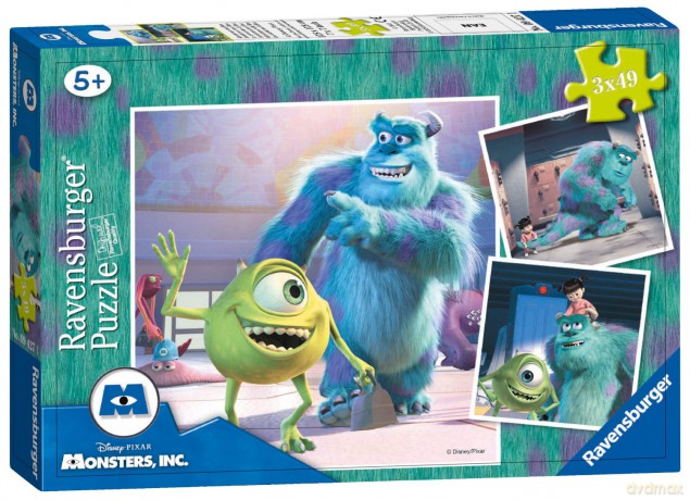 RAVENSBURGER 3x49 Disney Potwory [PUZZLE]