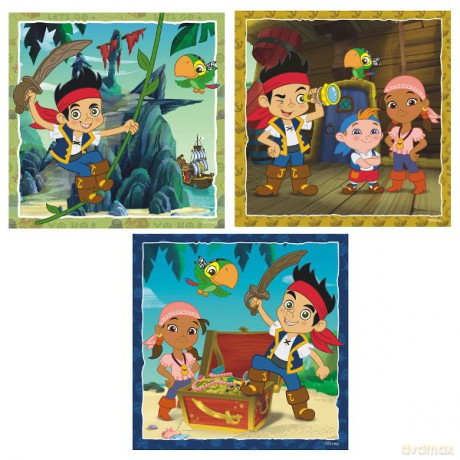 RAVENSBURGER 3x49 el. Jake I Piracki Świat [PUZZLE]