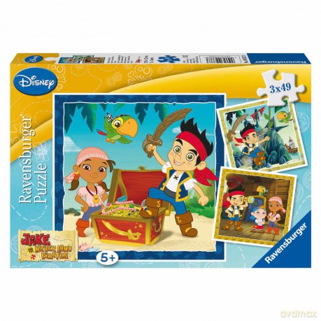 RAVENSBURGER 3x49 el. Jake I Piracki Świat [PUZZLE]