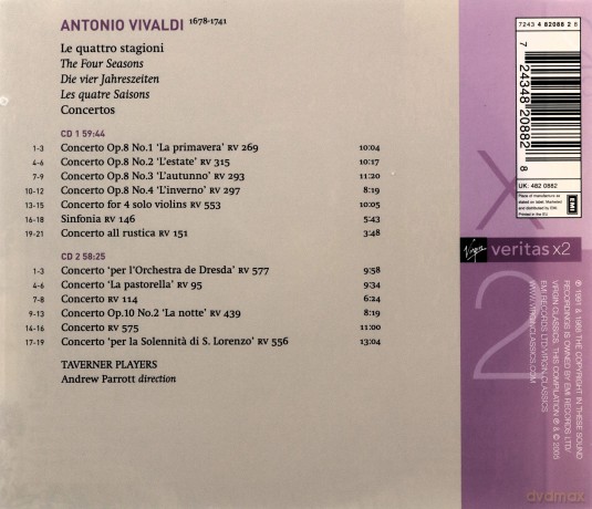 Parrott/Taverner Players: Virgin De V. - Meastro De\'concerti, 4 Se [2CD]