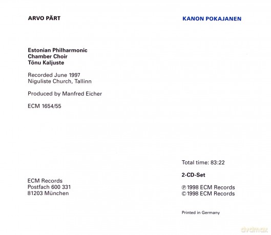 Part Arvo: Kanon Pokajanen [2CD]