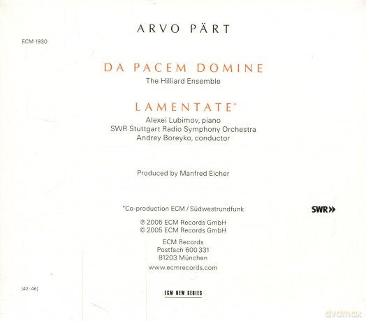 Part Arvo: Lamentate [CD]