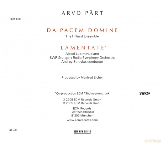 Part Arvo: Lamentate [CD]