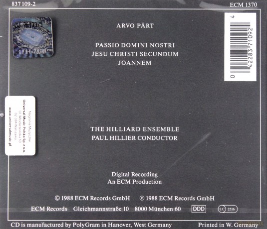 Part Arvo: Passio [CD]