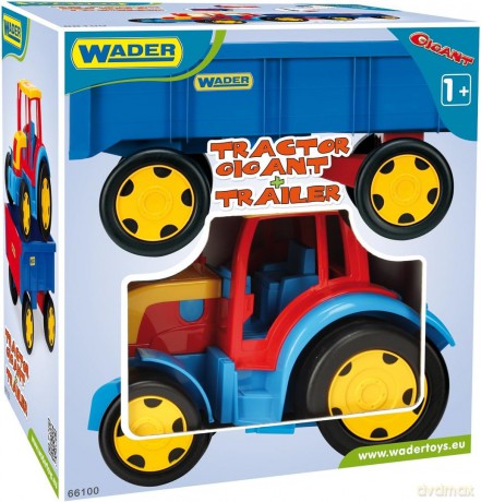 Traktor plastikowy 85cm Wader 66100 z przyczepa [ZABAWKA]