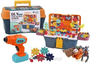 Klocki puzzle konstrukcyjne 3D w skrzynce [KLOCKI]