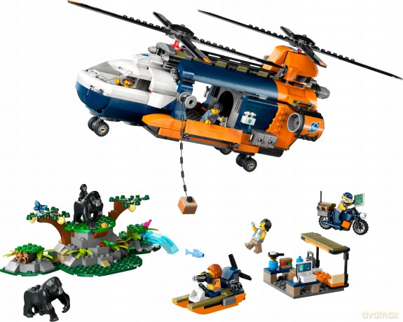 LEGO City Helikopter Badaczy Dżungli w Bazie (60437) [KLOCKI]