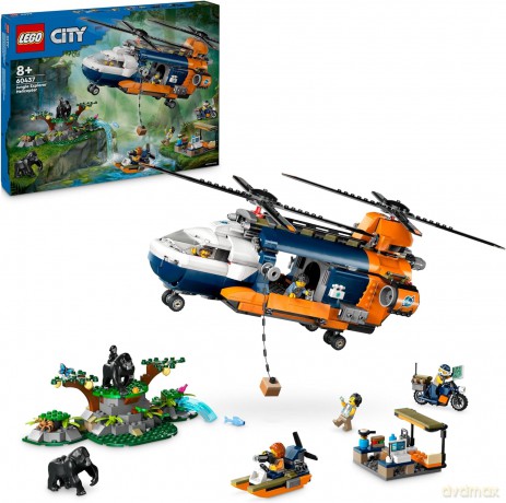 LEGO City Helikopter Badaczy Dżungli w Bazie (60437) [KLOCKI]