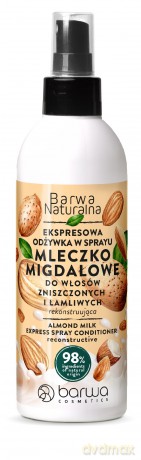 BARWA Naturalna Mleczko Migdałowe Ekspresowa Odżywka w sprayu do włosów zniszczonych i łamliwych 200ml