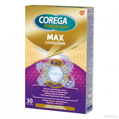 COREGA Power Max Tabletki do codziennego czyszczenia protez zębowych Max Czyszczenie 4w1 1op.-30szt