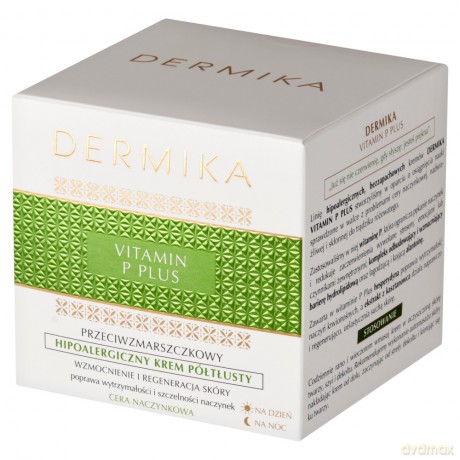 DERMIKA Vitamin P Plus Przeciwzmarszczkowy hipoalergiczny krem półtłusty na dzień na noc 50 ml
