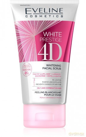 EVELINE White Prestige 4D Wybielający peeling do twarzy 3w1 150 ml