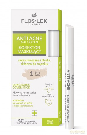 FLOSLEK Anti Acne 24 H System Korektor maskujący skóra mieszana i tłusta skłonna do trądziku - jasny 1
