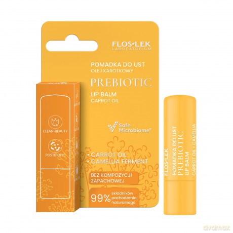 FLOSLEK Prebiotic Lip Care Prebiotyczna pomadka do ust olej karotkowy 4 g