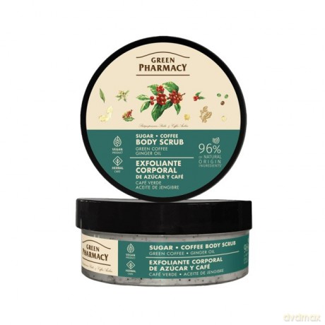 GREEN PHARMACY Multi Peeling cukrowo-kawowy do ciała Zielona kawa i Olejek imbirowy 200 ml