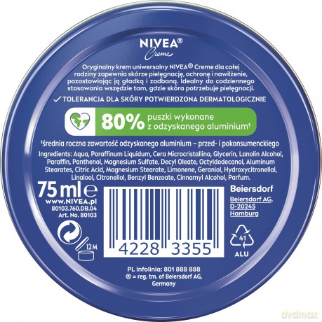 NIVEA KREM 75ml 80103& new