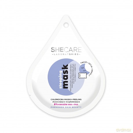 SHECARE Sleeping Mask Całonocna maska-peeling złuszczająco wygładzająca na twarz, szyję i dekolt 10 ml