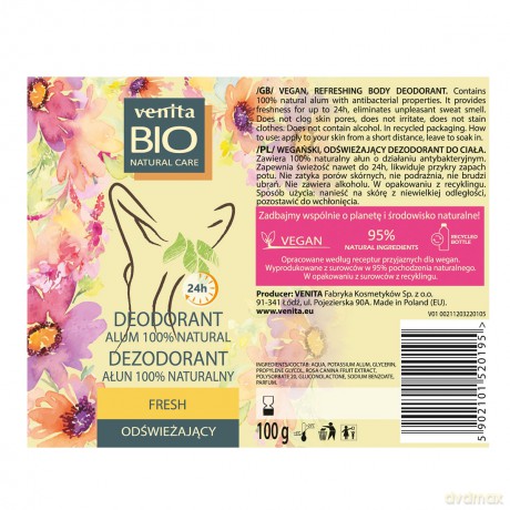 VENITA DEZODORANT DO CIALA ALUN FRESH 100g