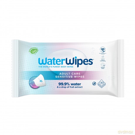 WATER WIPES Bio Adult Care Chusteczki nawilżane dla dorosłych XL Sensitive 99.9% wody - biodegradowalne 1op.-30szt