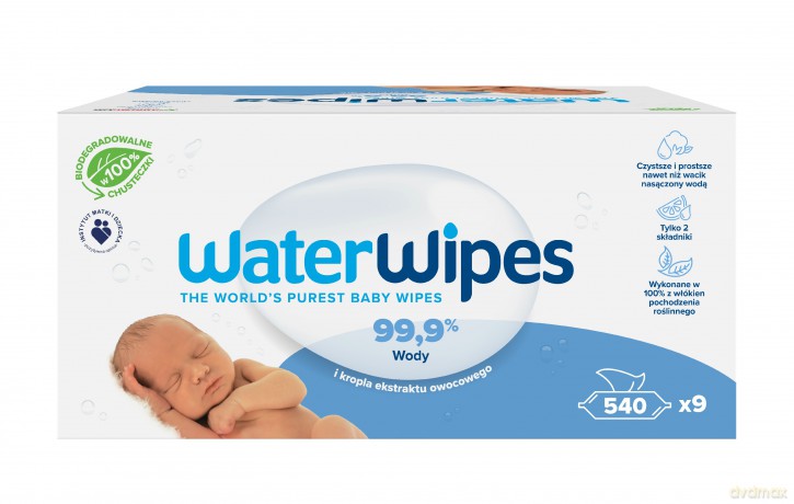 WATER WIPES Bio Chusteczki nawilżane dla noworodków i niemowląt 99.9% wody - biodegradowalne 9op.x60szt