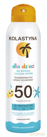 KOLASTYNA Transparentny Spray ochronny dla dzieci - na mokrą i suchą skórę SPF50 150ml