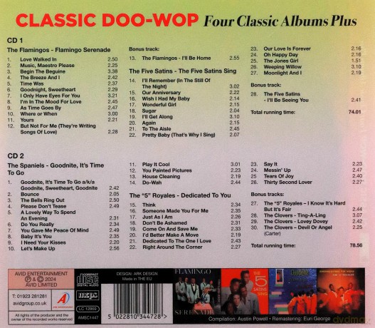 THE FLAMINGOS/THE FIVE SATINS/THE SPANIELS: Classic Doo Wop - Four Classic Albums Plus [2CD]