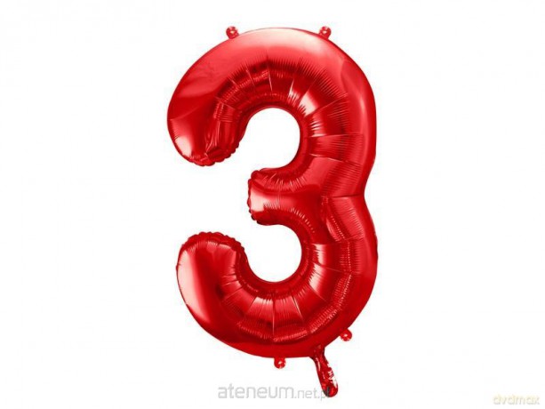 Balon foliowy 3 czerwony 86 cm