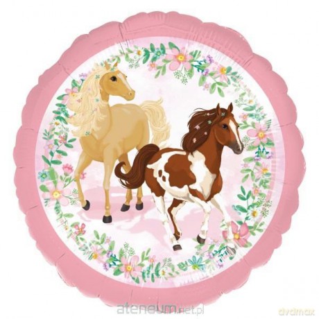 Balon foliowy Beautiful Horses okrągły 43 cm