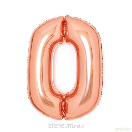 Balon foliowy cyfra 0 różowe złoto 47x66 cm