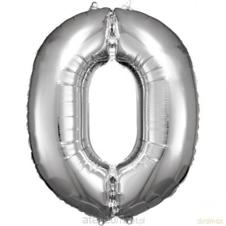 Balon foliowy cyfra 0 srebrna 70x86 cm