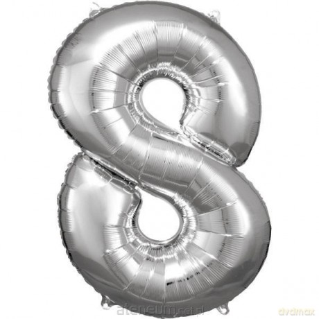 Balon foliowy cyfra 8 srebrna 57x86 cm