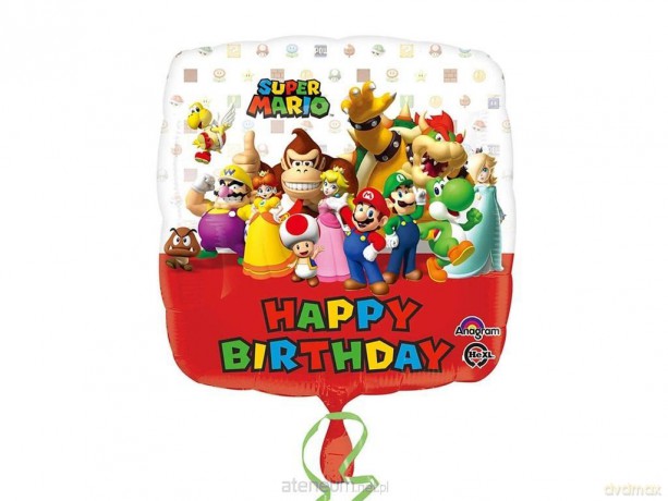 Balon foliowy Mario Urodziny standard 43 cm