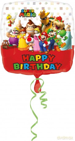 Balon foliowy Mario Urodziny standard 43 cm