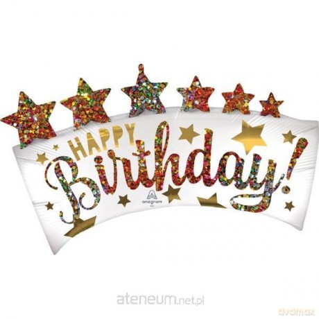 Balon foliowy SuperShape Happy Birthday 60x88 cm