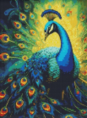 Diamentowa mozaika - Elegancki paw 30x40 cm