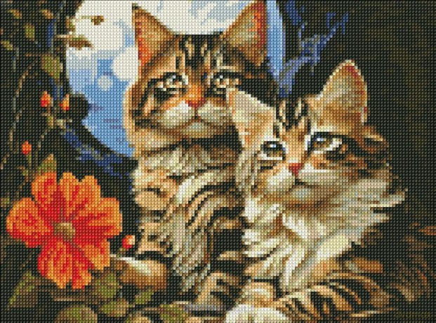 Diamentowa mozaika - Magiczne kocięta 30x40 cm