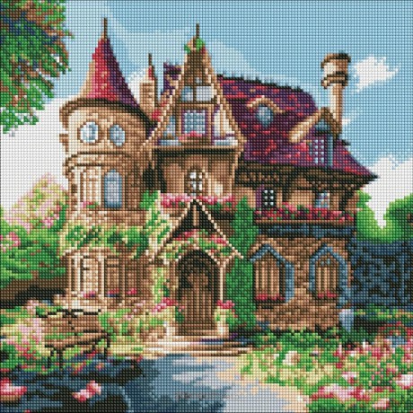 Diamentowa mozaika - Przytulny pałacyk 40x40 cm
